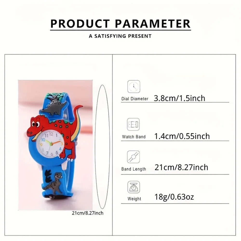 Kids Cartoon 3D Dinosaur Silicone Quartz Watch Student Watch