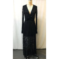 Deep V Neck Lace Embroidery Dress Woman High Waist Chic Hollow Out Jacquard Crochet Dress Autumn Flare Sleeve Formal Party Robe