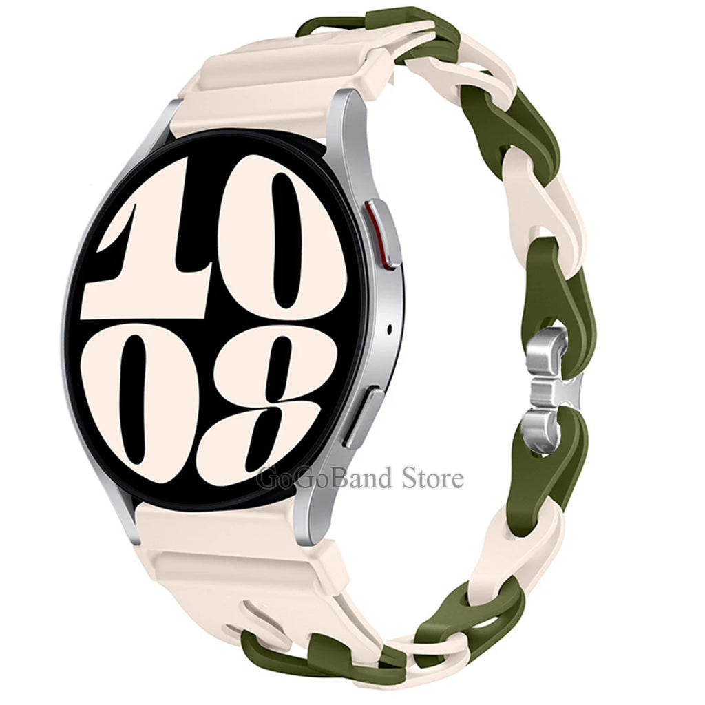 22mm 20mm Chain Strap for Samsung Galaxy Watch 7 6 5 4 6Classic Silicone Band for Huawei GT4 3Pro for Amazfit GTR 4/GTS Bracelet