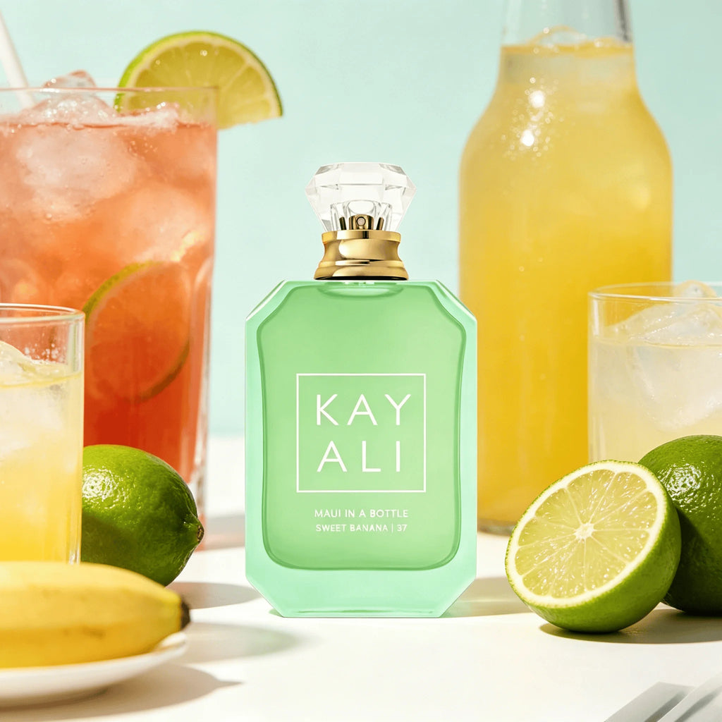 Luxury Kayali  (37)  Maui In A Bottle Sweet Banana EDP Perfume for Women Sweet Tropical Banana Fruit Aroma Long Lasting Fragrance Matte Light Green Glass Perfume Bottle Beach Travel Present