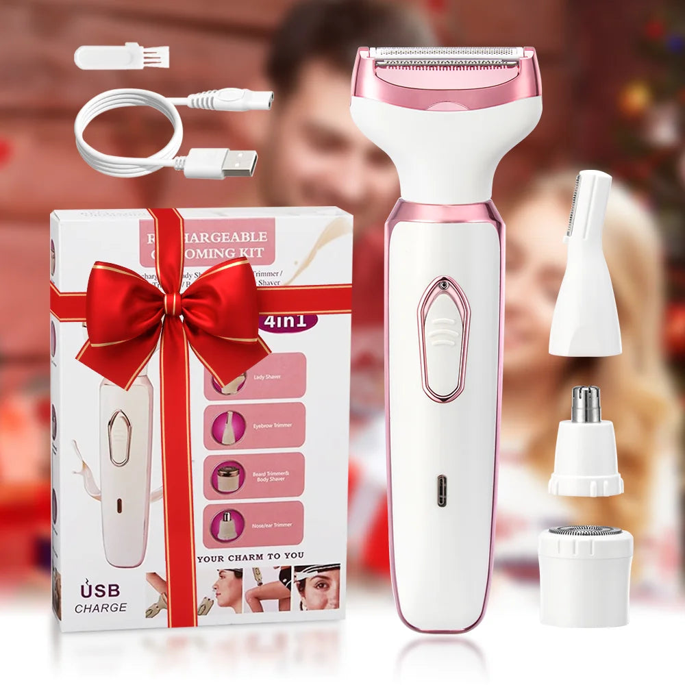 4 In 1 Electric Lady Shaver, Body Hair Removal Epilator, Painless Cordless Trimmer Razor, Gifts For Women