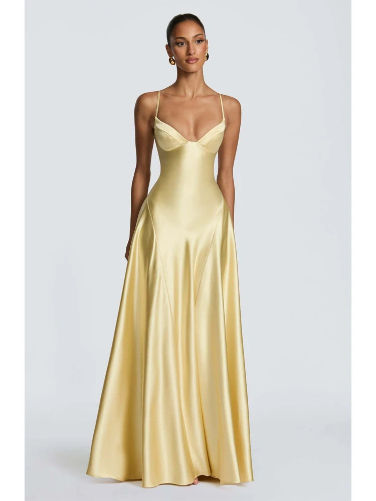Women Fashion Solid Pleated Halter Dress Waist-cinching Sleeveless Backless Split Maxi Dresses 2026 Sexy Summer Lady Party Gowns