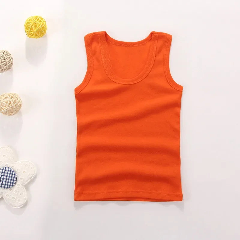 2-11Y Girls Casual Vest Children Summer Clothing Kids Baby Boy Sleeveless Tops Solid Color T-shirt Tees Outfit Toddler Girl Top
