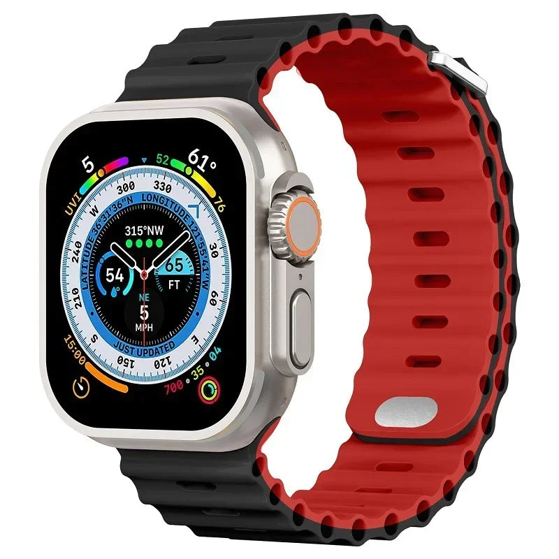 Ocean Strap for Apple Watch Ultra 3/2/1 11 10 46mm 9 8 7 49mm 45mm 41mm Silicone Band for 6 5 4 3 SE3 44mm 40mm 42mm Accessories