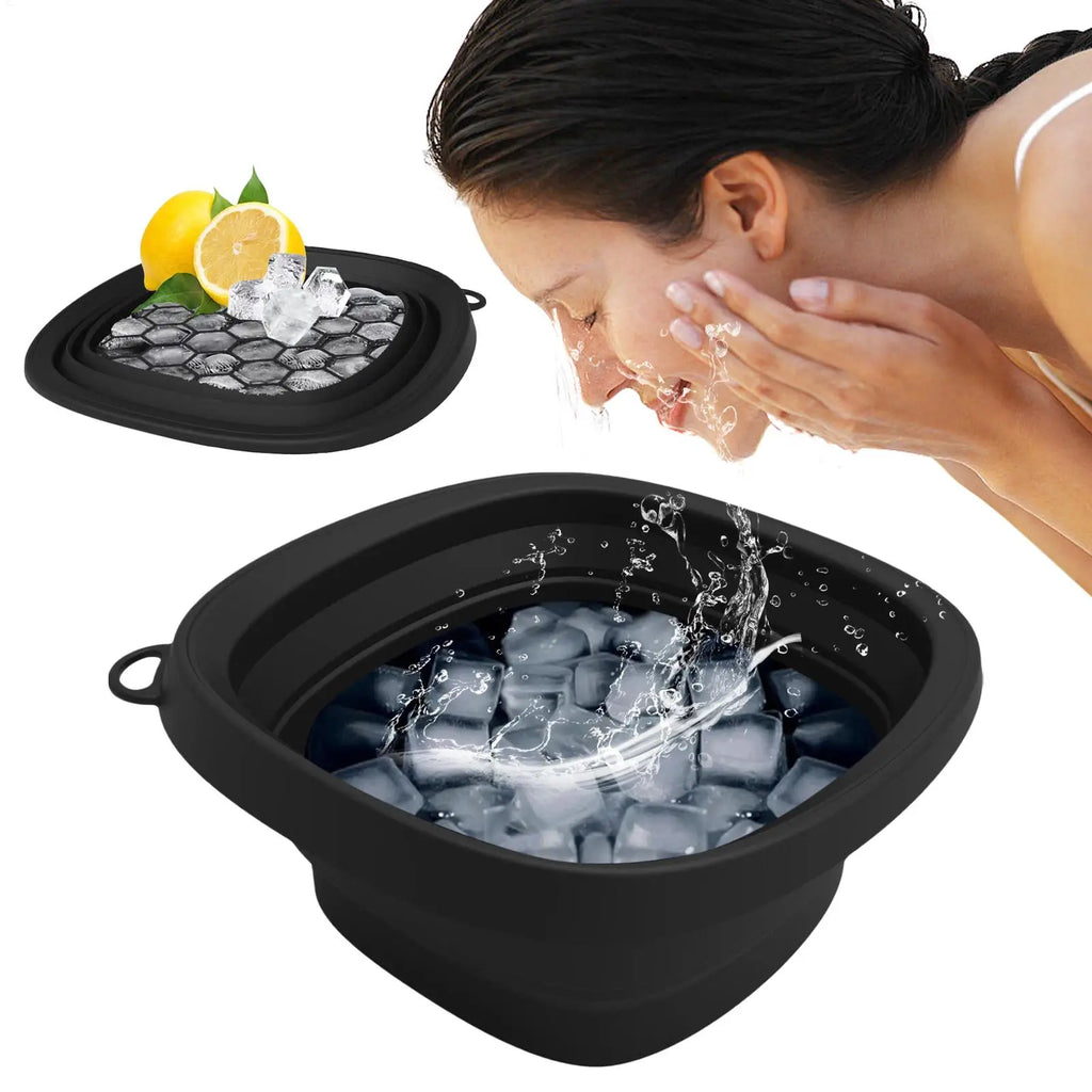 Foldable Face Ice Bath Bowl for Women Girls Facials Skin Cares Tool Silicone Cold Therapy Washbasin Portable Face Dipping Bowl