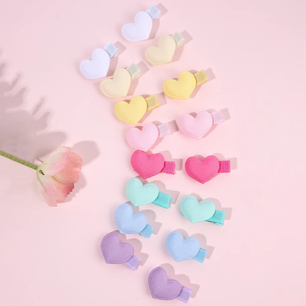 16Pcs Mini Heart Hair Clips Cute Small Love Barrettes Solid Kids Hairclips For Baby Girl Children's Infant Hairpin Accessories