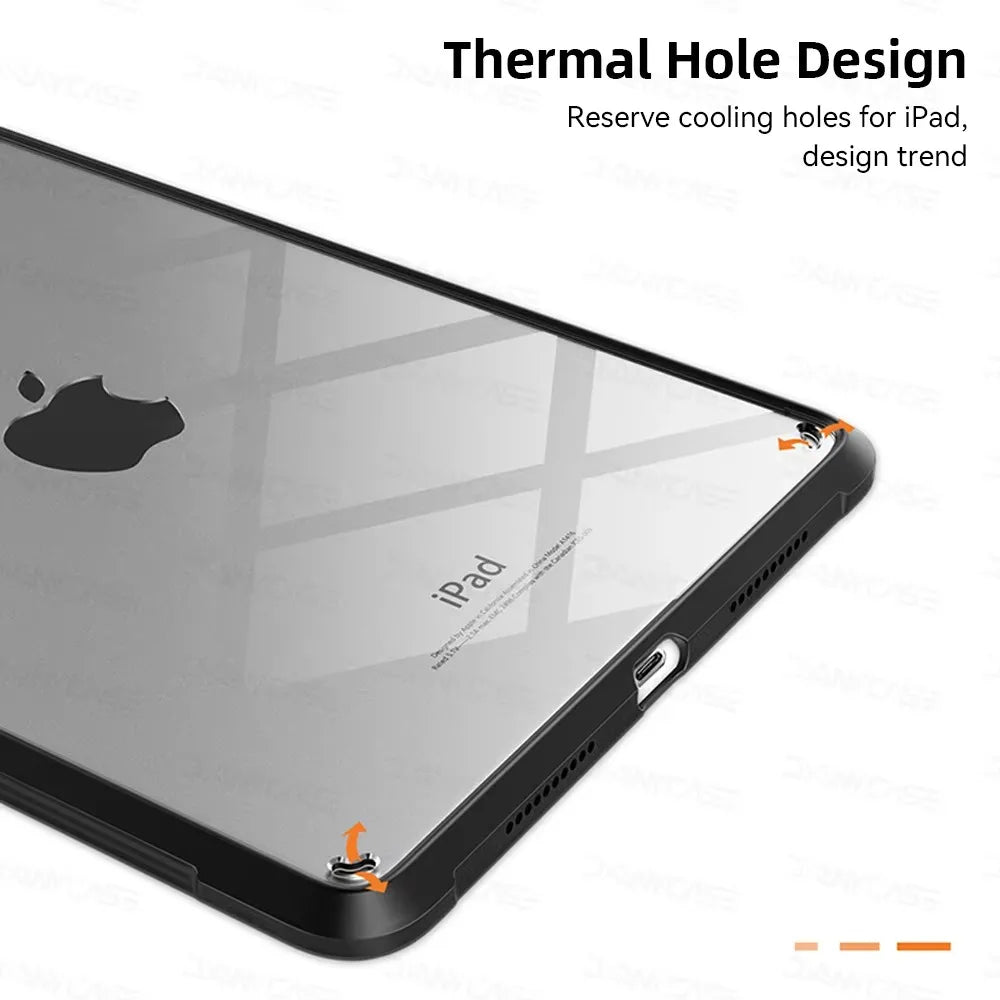 For iPad Mini 6 7 Case 10.2 9/8/7th Generation 9.7 5/6th Air 4/5 10.9 10.5 Pro 11 2022 10th 10.9 Silicon Transparent Cover Funda