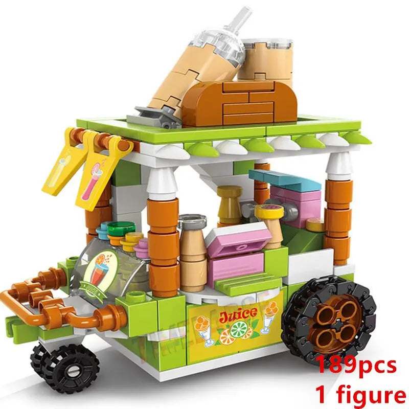 DIY Architecture Store Street View Food House Building Blocks Kit Girls Bricks Classic Movie Model Toys