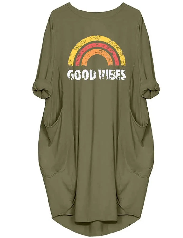 Plus Size Women Short Sleeve O-Neck Loose Casual Dresses High Street Unisex Style Double Pockets Oversize Loose Outerwear Top