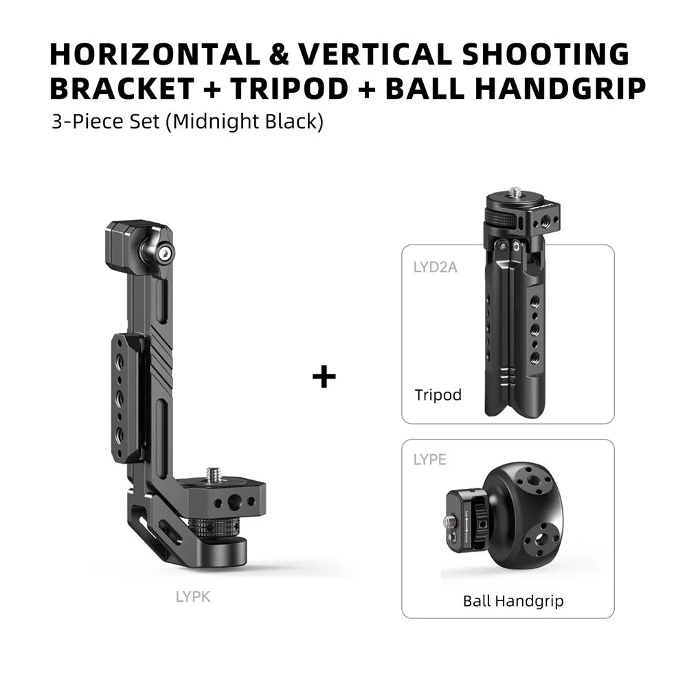LEAPLIGHT Aluminum Mini Tripod for DJI Osmo Pocket 3/4/4P/360LunaUltra Camera Tripod Handheld Grip w 360° BallHead+Phone Stand