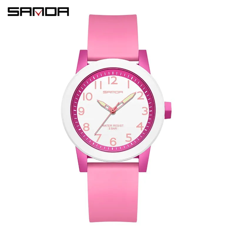 SANDA Women Watches Fashion Silicone Analog Quartz Wrist Watch Baseball Sports Waterproof Boy Girl Casual Clock Children Gifts