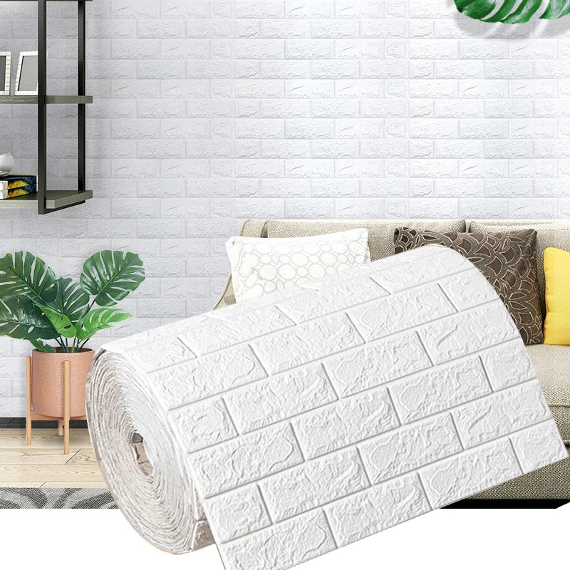 3D Decorative Faux Brick Wallpaper 70cmx100cm Self Adhesive Waterproof Stain Resistant Wall Sticker Kitchen Living Room Decor