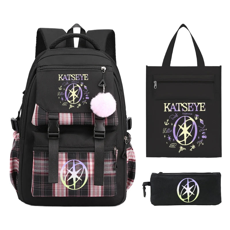 Kpop Group Katseye Backpack Set Teen Girls Back To School Gifts Korean Ulzzang Katseye Women Travel Bagpack Suit