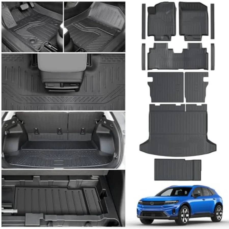 Floor Mats for 2024-2026 Honda Prologue Chevy Blazer EV TPE All Weather Protection Cargo Mat with Backrest Mat Lower Trunk Line