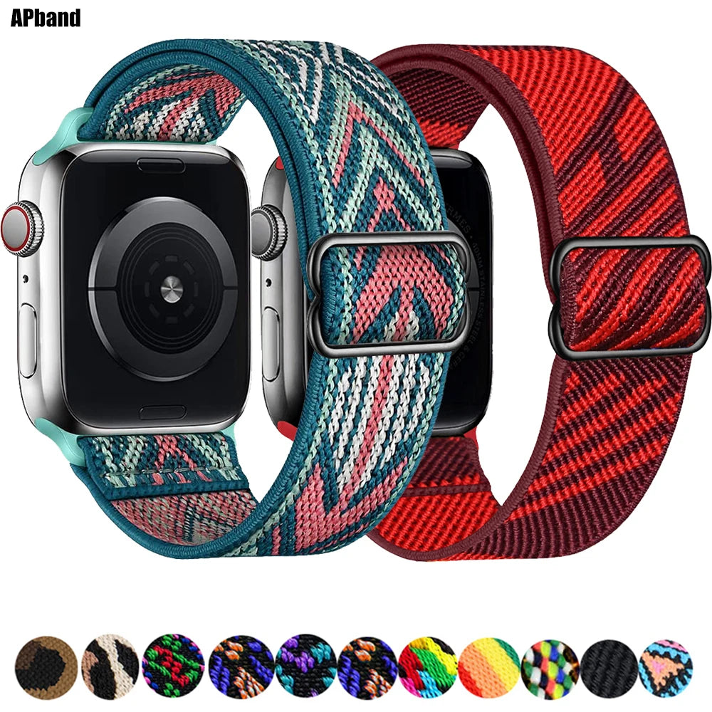 Scrunchie Strap for Apple Watch Band 45mm 44mm 40mm 41mm Adjustable Nylon Bracelet iWatch Series Ultra 3 4 5 SE 6 7 8 9 10 11