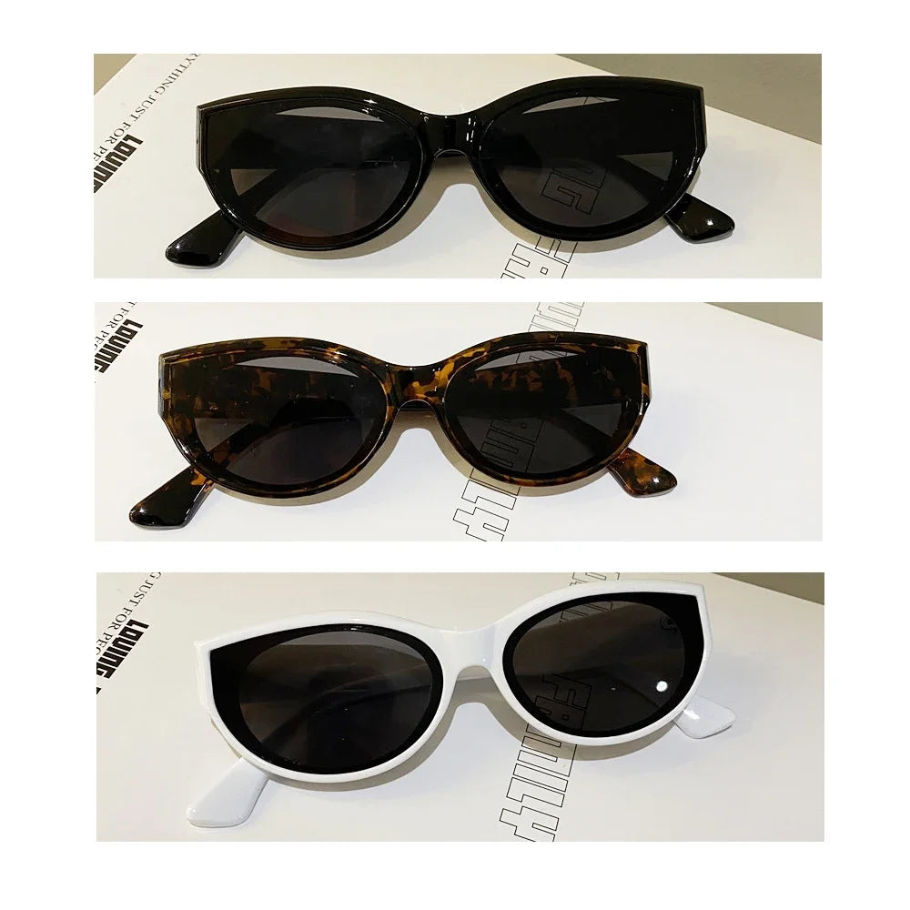 Vintage Cat Eye Sunglasses for Women Elliptic Square Oval Fashion Shades Trendy Female Outdoor Eyewear