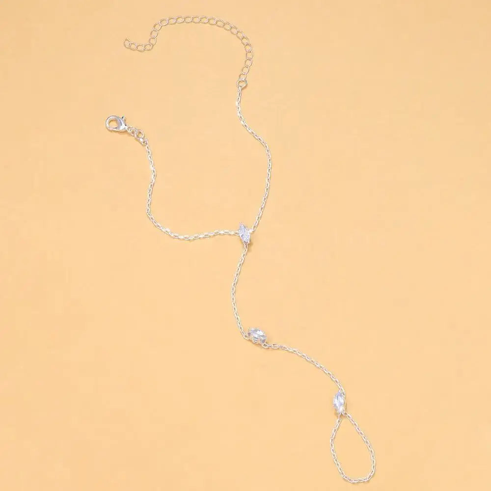 2025 Party Bling Zircon Crystal Bracelet Hand Chain for Women Rhinestone Thin Chain Finger Bracelet Jewelry Accessories Gift