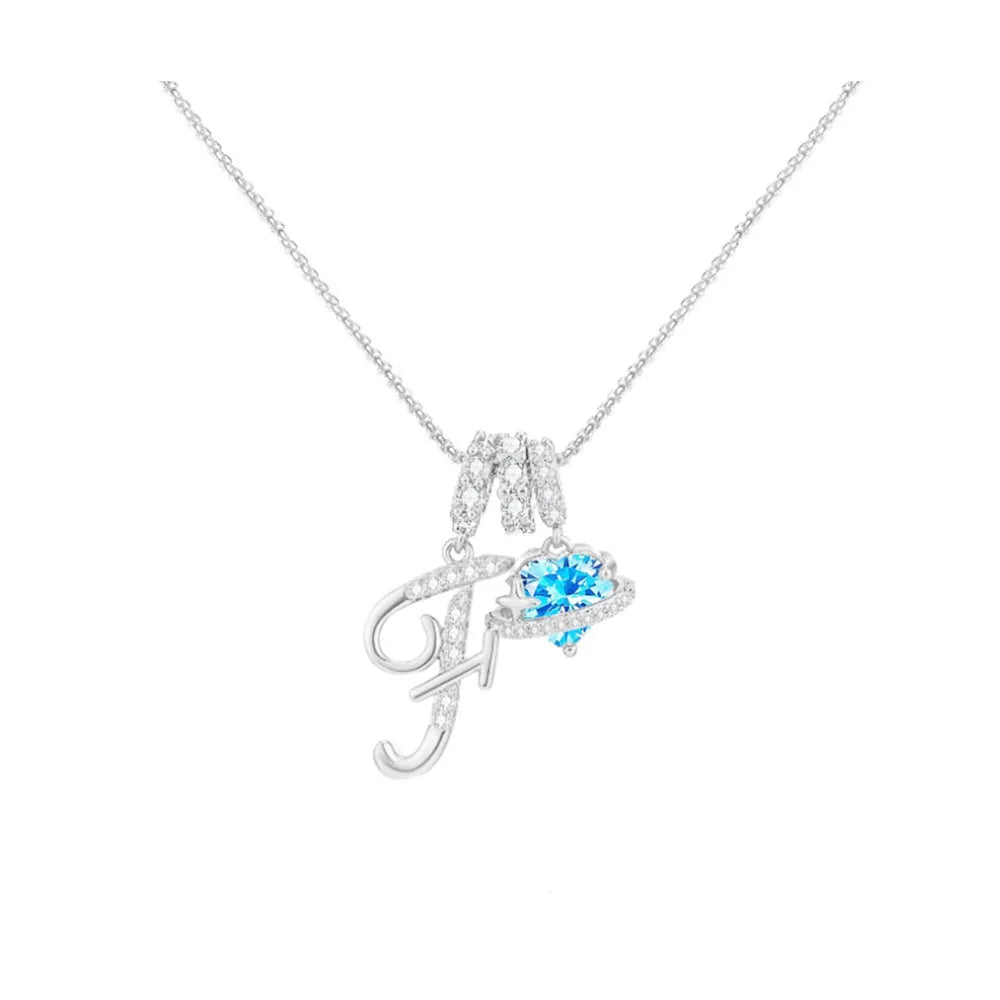 Heart-shaped Necklace with the Initial of a Lady, Zircon Pendant, English Diamond Jewelry, Suitable for Friday