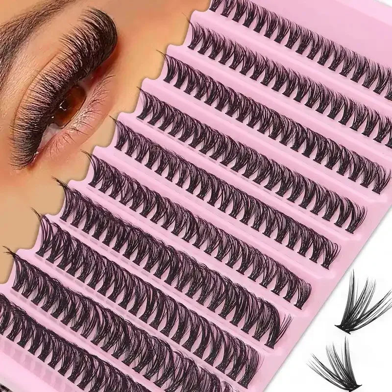 Eyelash Cluster 200 PCs DIY Individual Eyelashes Natural Look Wispy Eyelashes 9-16MM 40D Curly Hair Individual Cluster Eyelashes