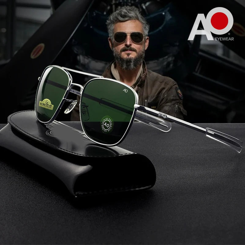 1pcs/3pcs Pilot Fashion Glasses Men Top Quality Brand Designer Tempered Glass Lens AO Pilot Fashion Glasses For Women Male