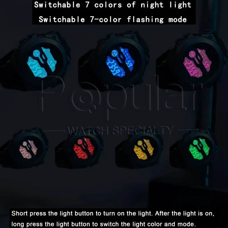 Multifunction Men's Sports Watch Luminous Alarm Clock Men LED Digital Watch Large dial Electronic Wristwatch