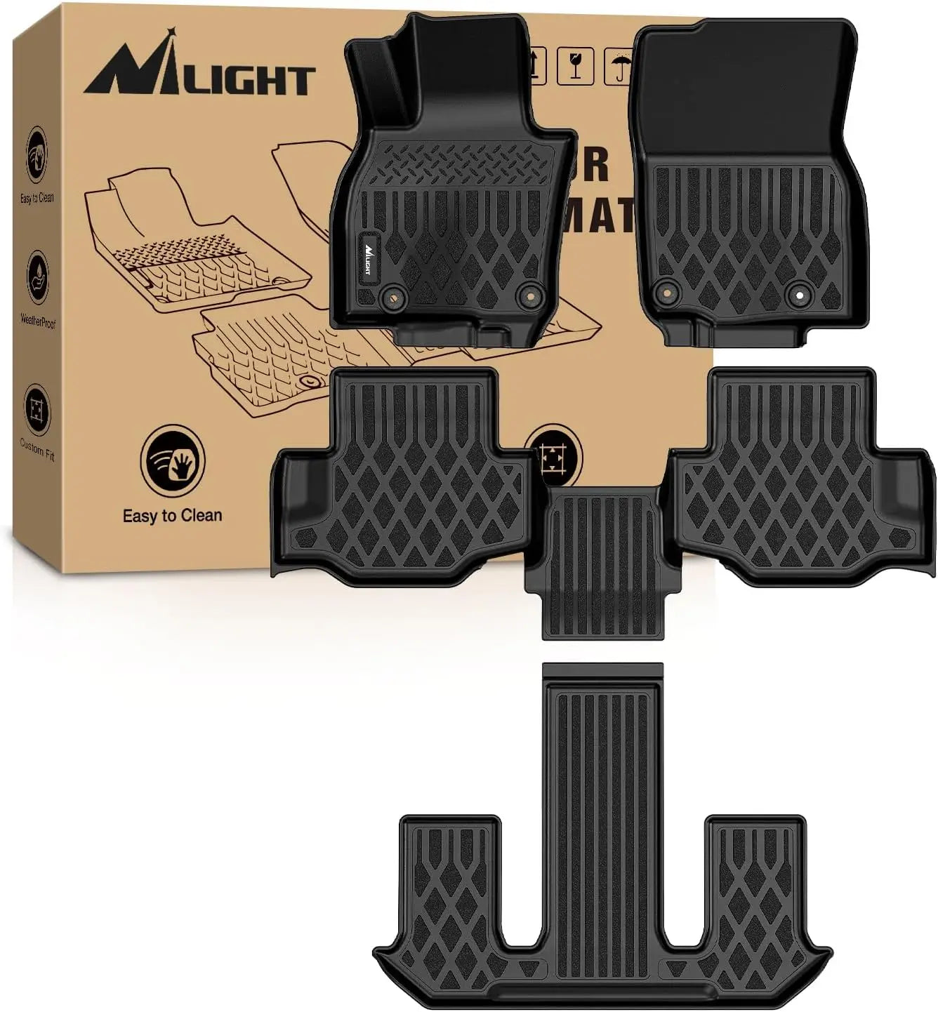 Nilight Custom Fit TPE Floor Mats All Weather Waterproof Heavy Duty Car Floor Liners for Mazda CX-5 2017-2025 Mazda3 2014-2018 2019-2025 Mazda6 2014-2021 CX-30 2020-2025 CX-50 2023-2025 CX-90 2024-2025 3 Row