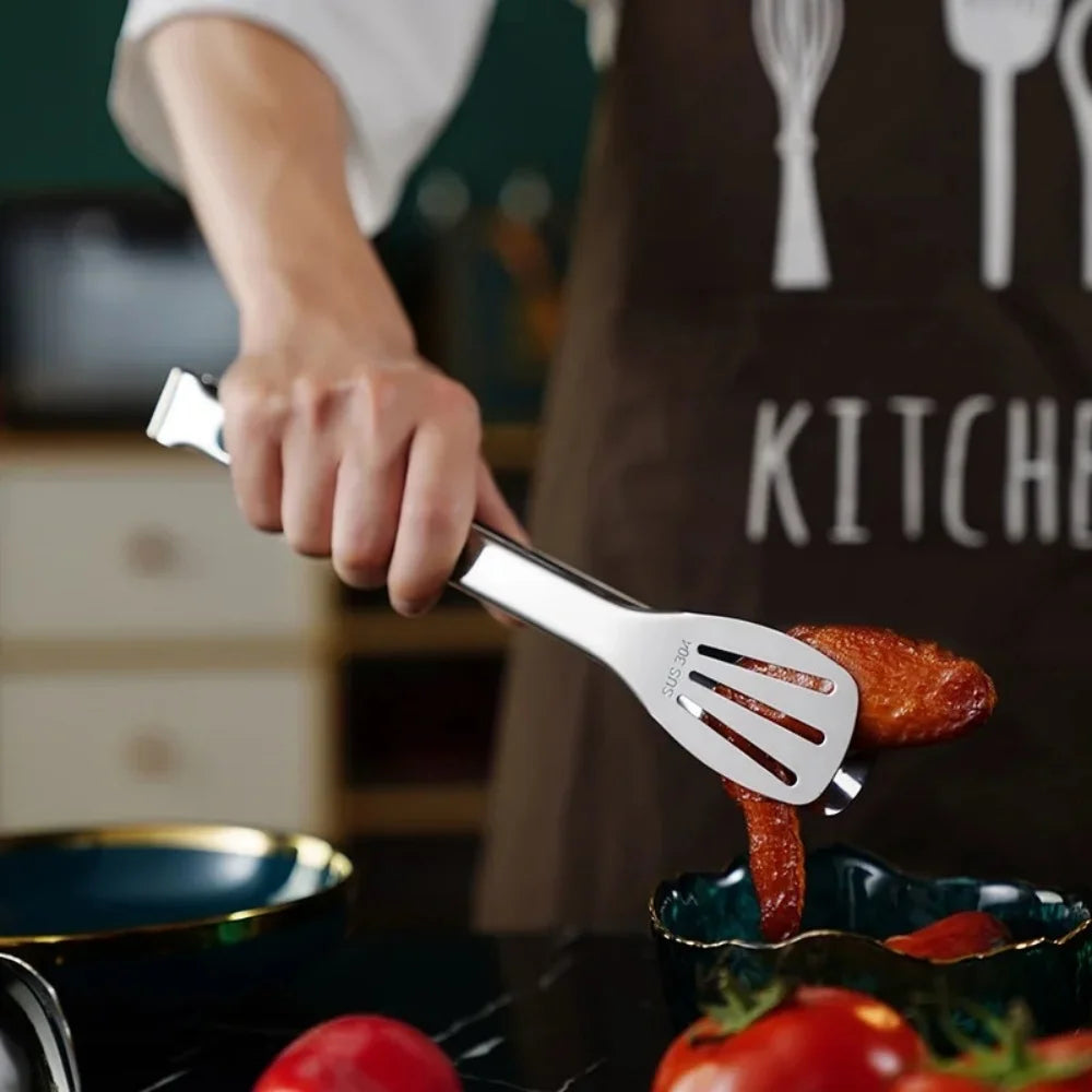 Kitchen Gadgets New Stainless Steel Food Tongs BBQ Meat Salad Bread Clip Barbecue Grill Buffet Clamp Non-slip Tong Cooking Tools