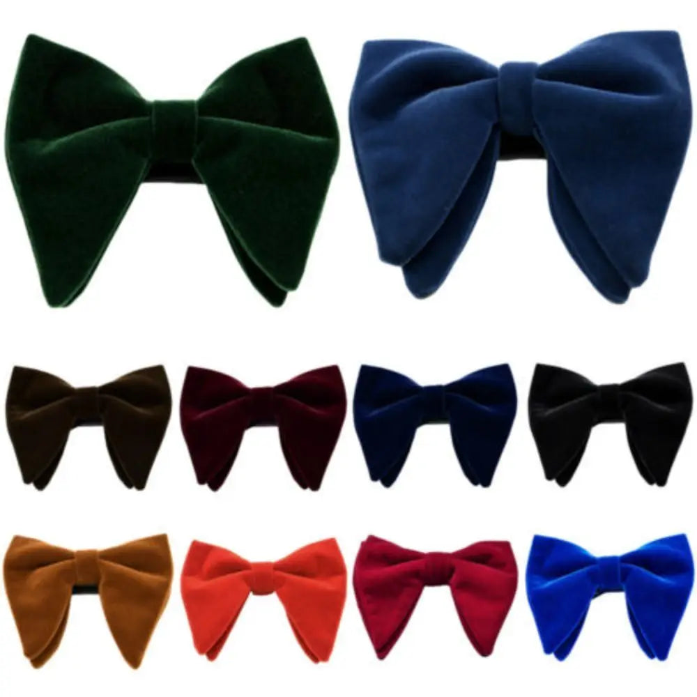 High Quality Oversized Bow Tie Solid Color Bowtie Adjustable Necktie Velvet Men Big Bow Tie Wedding Party Tuxedo