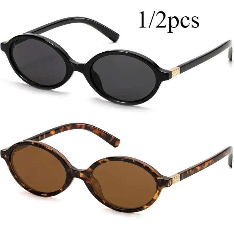 1/2pcs Men's Vintage Oval Sunglasses 90s Y2K Designer Style