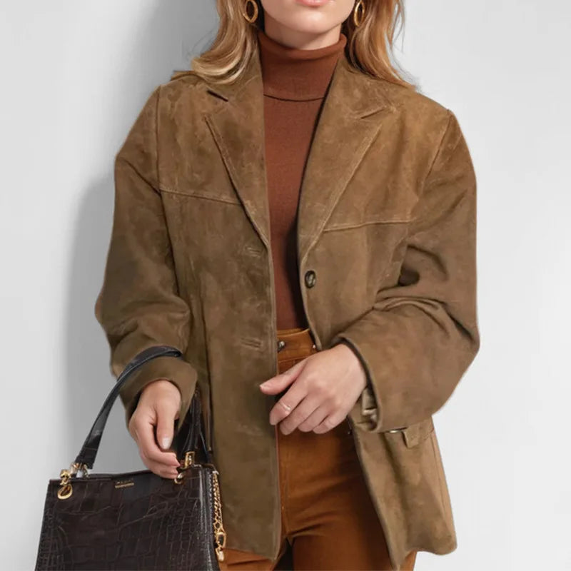 2024 Autumn Winter Women Jacket With Lapel Woman Casual Single Breasted Pocket Long Sleeve Short Coat Street Overcoat