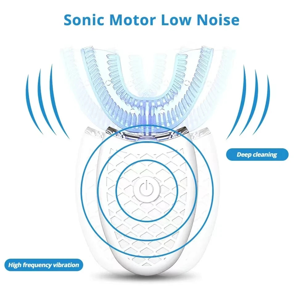 Sonic Automatic Electric Toothbrush For AdultUShaped 360 Degree Toothbrush USB RechargeableTeeth Cleaning & Whitening Brush