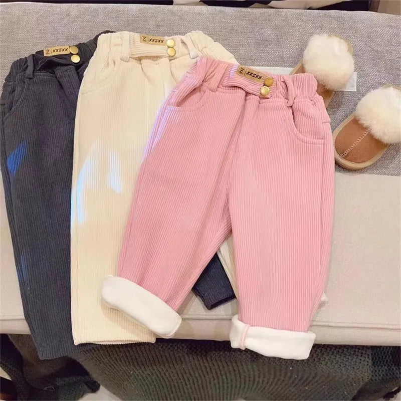 Harem Pants Corduroy Children Outfits Tracksuit Winter Cotton Trousers Kids Outwear Pants Boys Girls Casual Warm Loose Pants