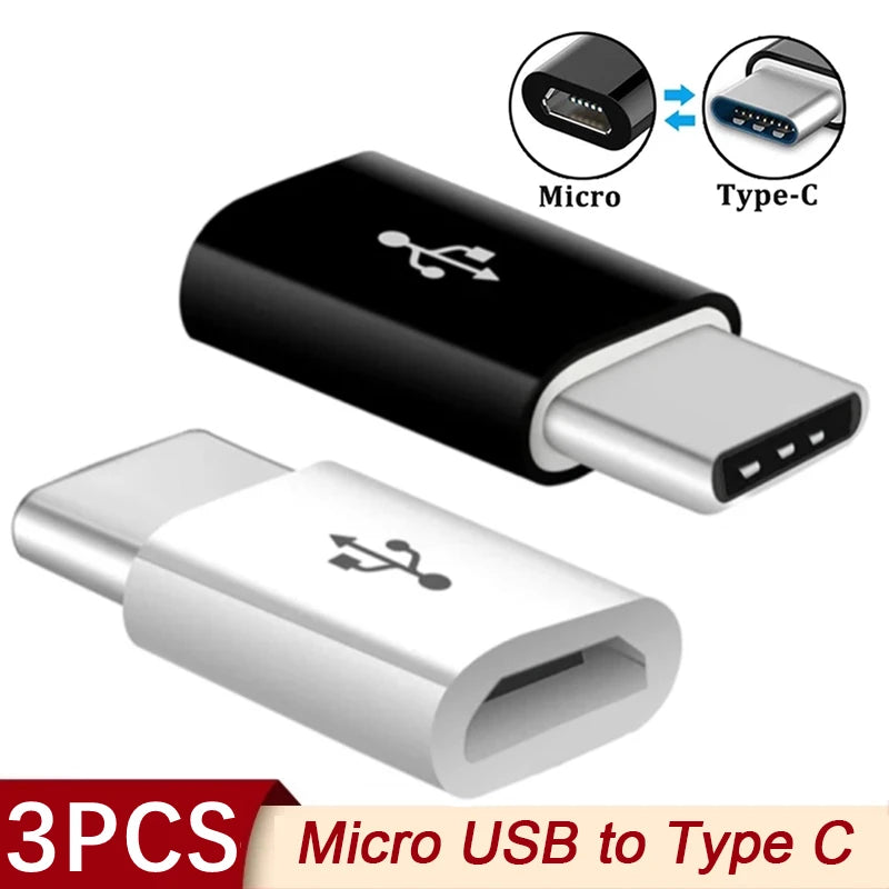 1/3Pcs Micro USB Female To Type C Male Adapter OTG Converter Micro-B To USB-C Connector Charging Cable Adapter Phone Accessories