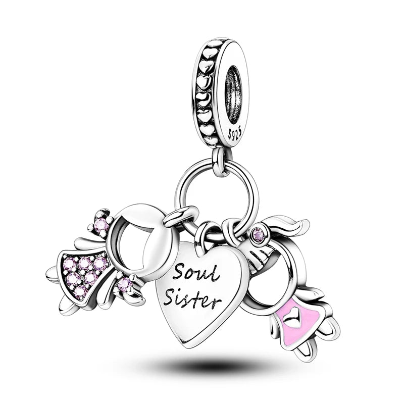 Charms Beads 925 Sterling Silver Tree of Life Peach Heart Sweet Love Charms Fit Pendants Bracelets Necklaces Women Jewelry Gift