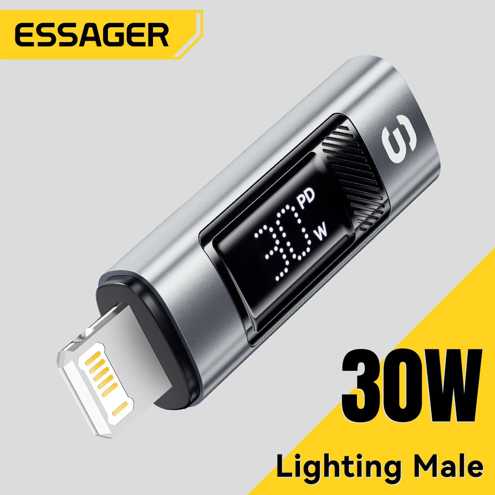 Essager Type C to Lighting OTG Adapter Digital Display PD 60W Fast Charging Lightning To Type C Connector For iPhone 15 14 13 12