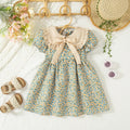 Baby Girl Dress Summer Floral Bow Short Sleeved Girl Dress Cute Bubble Sleeve Girl Princess Dress Baby Clothes Girl