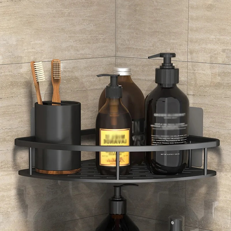 Wall Mount Corner Shelf Shower Holder No Drill Bathroom Storage Rack Organizer for WC Shampoo - Bathroom Accessories