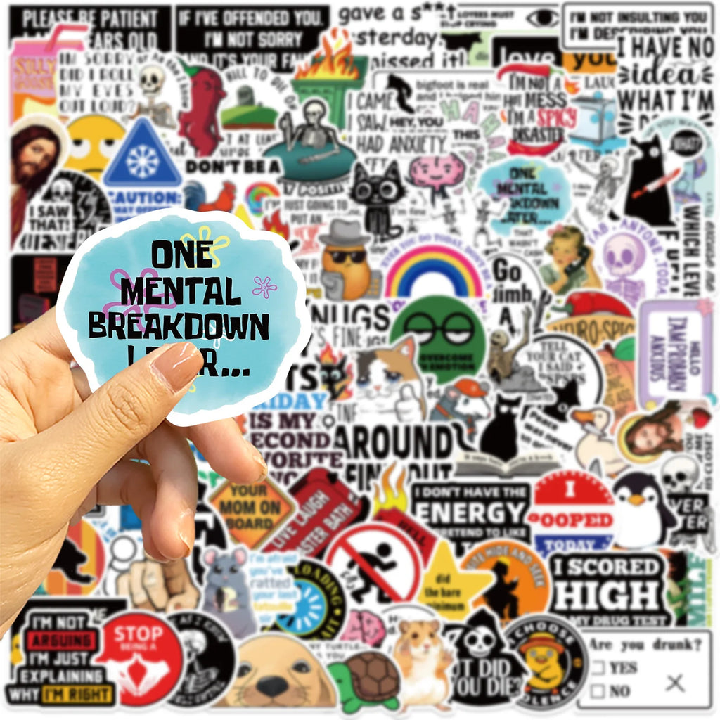 100Pcs Fun Prank Meme Stickers Decorate Guitar Notebook Luggage DIY Waterproof Stationary Stickers