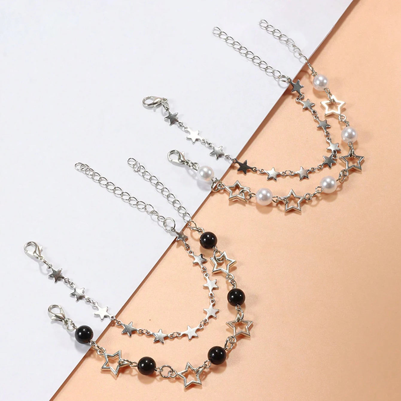 Y2K Celebrity Couple Bracelet Set, Imitation Pearl Star Friendship Bracelet, Perfect Gift for Holidays