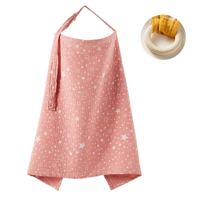 Nursing Cover Breastfeeding Privacy Baby Feeding Shawl, Breathable Cotton Muslin Adjustable Nursing Wrap for Moms