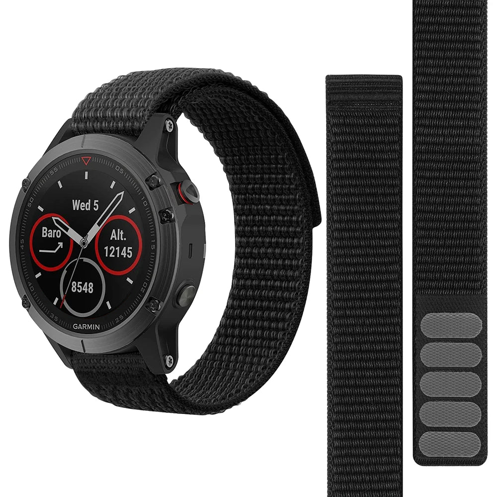26mm 22mm Hook Loop Nylon Strap Watchband For Garmin Fenix 6X 6 Pro 5X 5 7X 7 Epix 2 Forerunner 965 955 945 935 Watch Bracelet