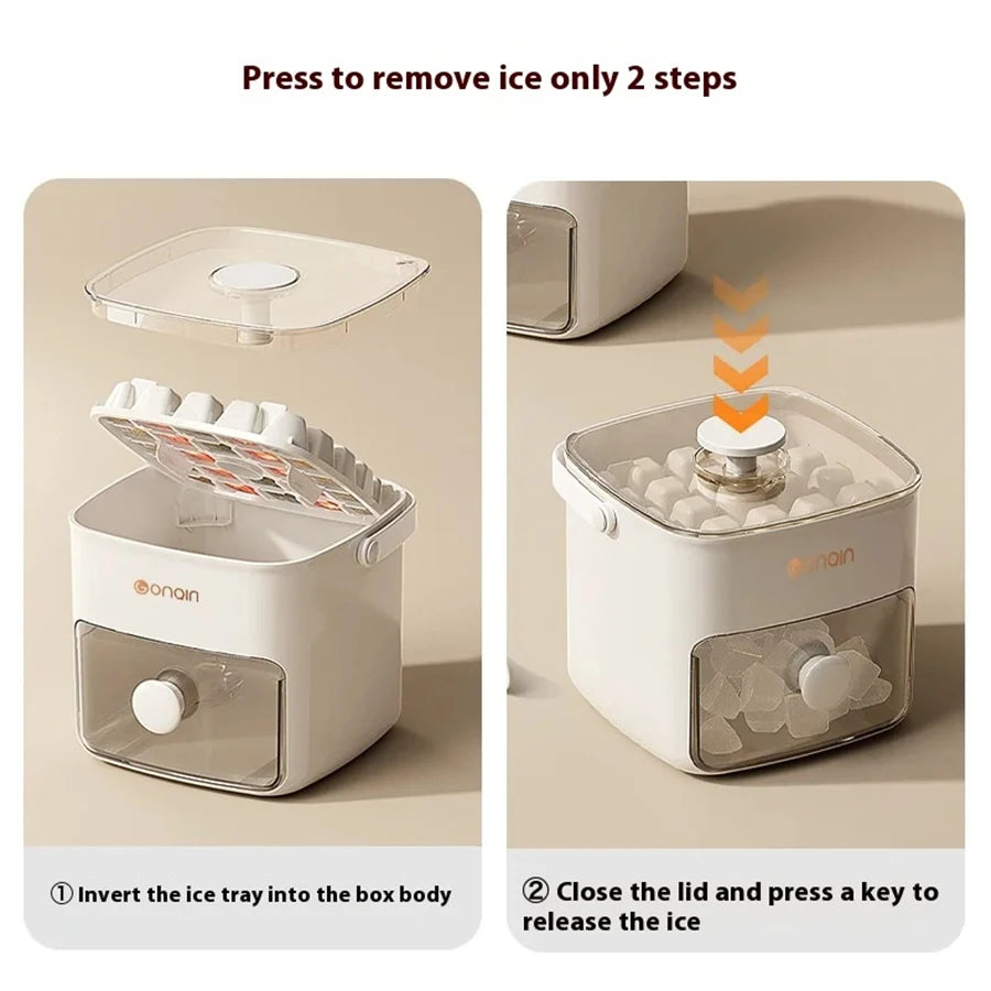 48-Grid Ice Maker Food-Grade Summer Double-Layer Design Ice Mold Easy-Press Lid Home Ice Storage Box