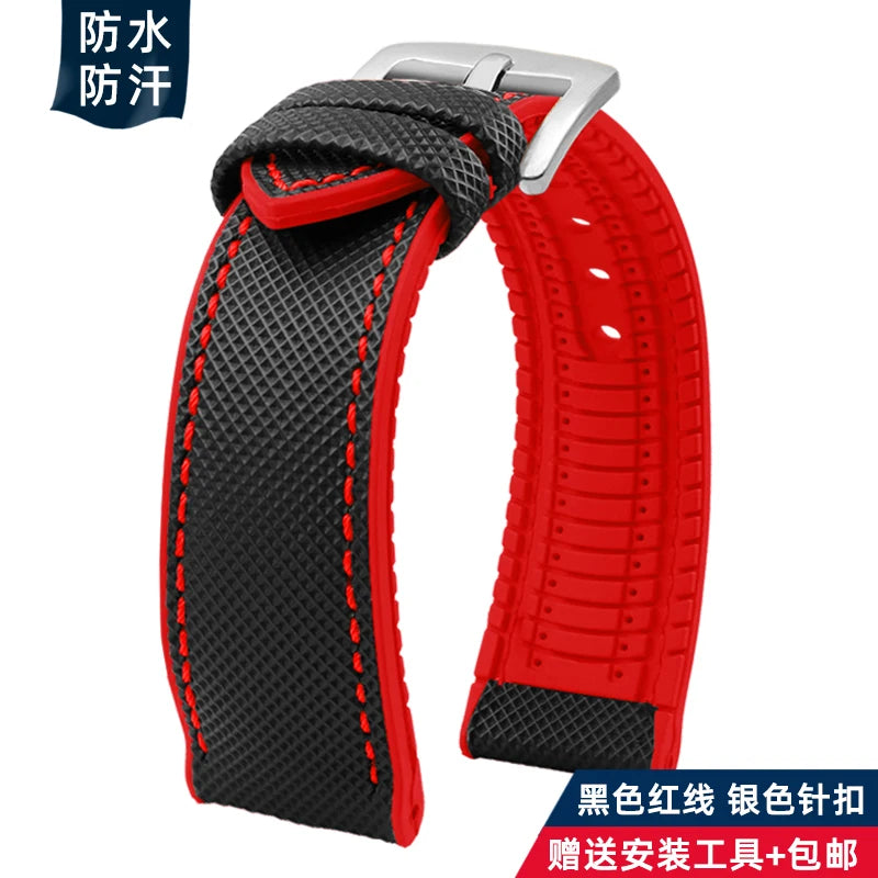 For Longines Seiko water ghost Hamilton series nylon rubber Bottom watch strap 20mm 22mm 23 Strap Men soft Waterproof Wrist Band