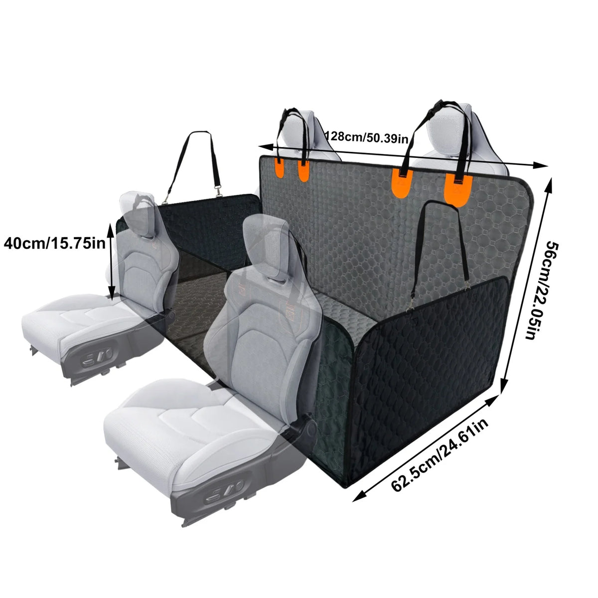 Dog Car Seat Cover Waterproof Hard Bottom Extender Backseat Protector Seat Cover Hammock with Pockets for Cars Trucks and SUVs