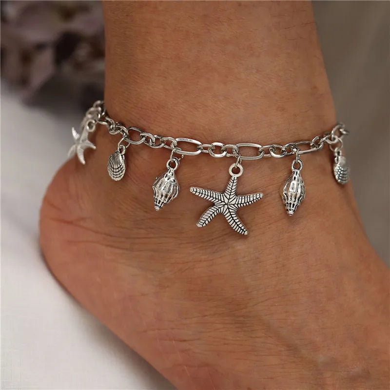 New Beads Starfish Anklets For Women Beach Anklet Leg Bracelet Handmade Bohemian Foot Chain Boho Summer Beach Jewelry
