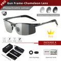 SZTZX Aluminium Rimless Outdoor Sport Photochromic Sunglasses Men Polarized  Anti-UV Driving Fishing Glasses Cycling Goggle
