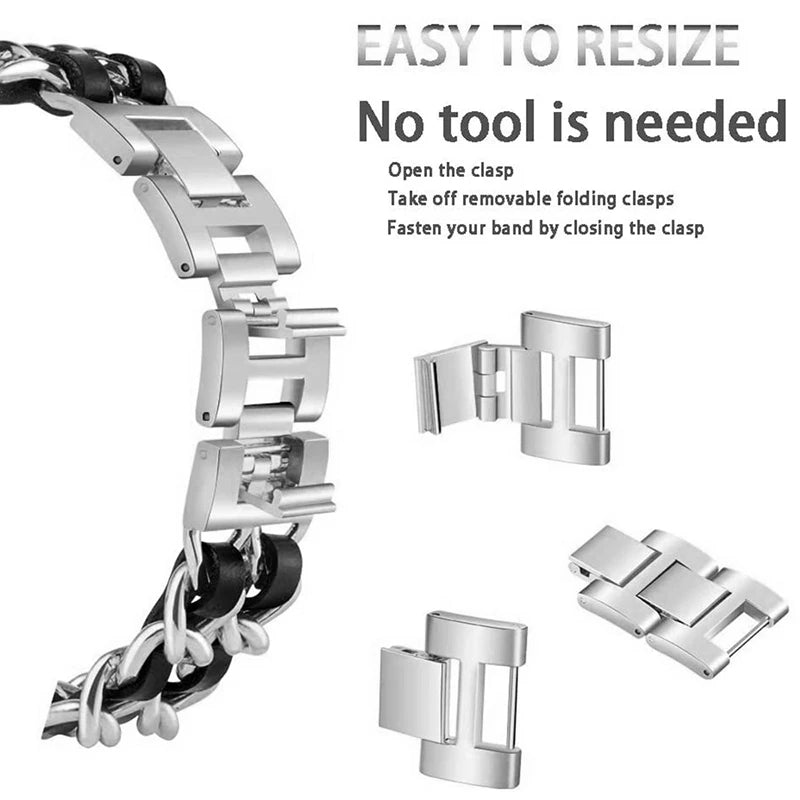 Strap Metal Chain Wristband For Garmin Forerunner 165 265 255 245 55 158 570 Vivoactive 5 6 Venu SQ 3 2