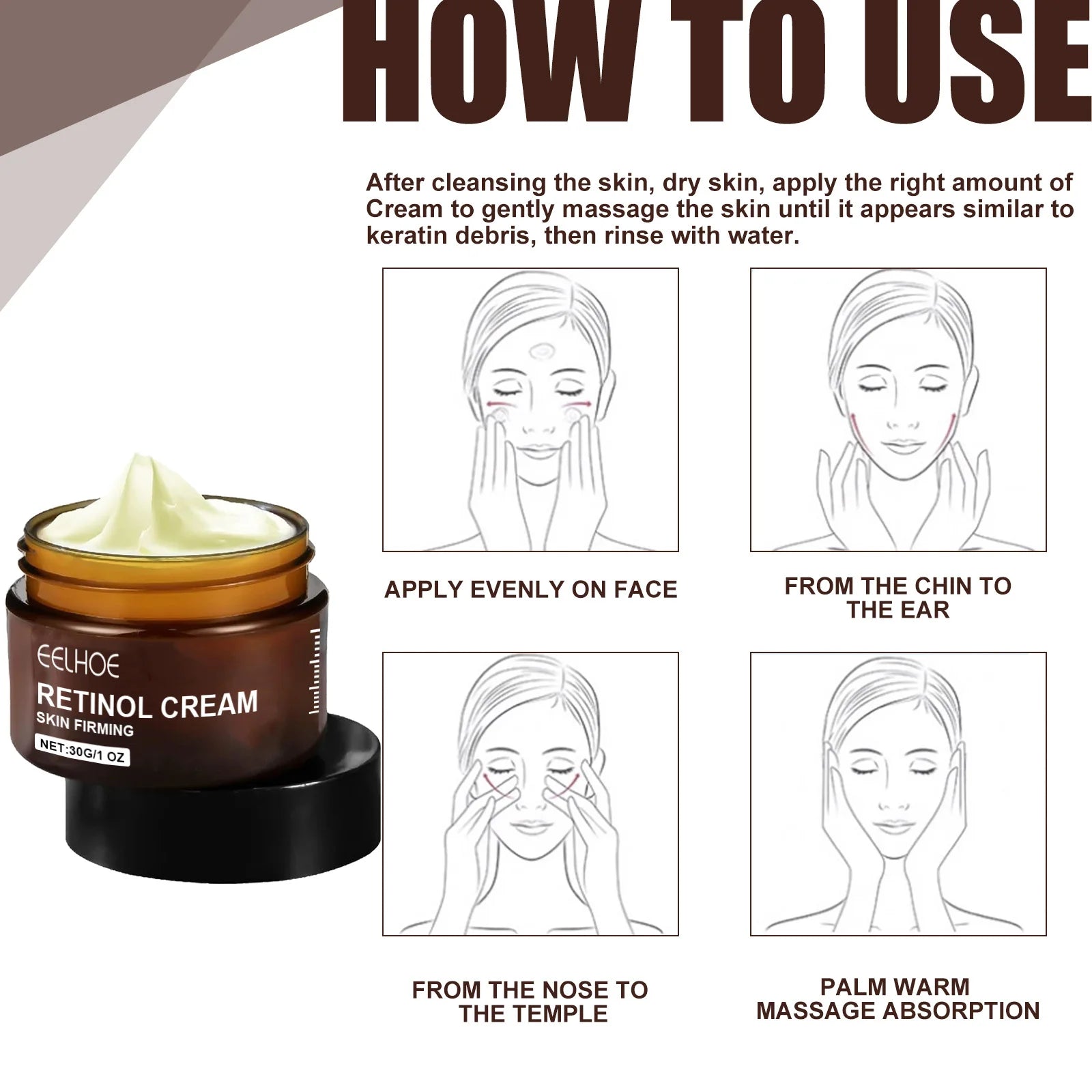 Double Retinol Facial Cream Anti-aging Fade Fine Line Wrinkle Firming Lifting Repair Skin Barrier Brightening Moisturizing Cream