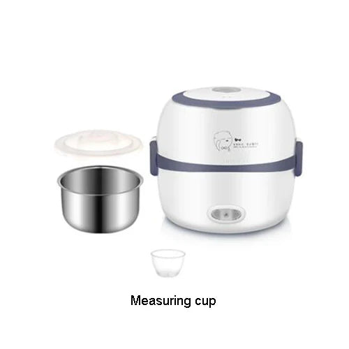 DMWD MINI Rice Cooker Thermal Heating Electric Lunch Box 2 Layers Portable Food Steamer Cooking Container Meal Lunchbox Warmer