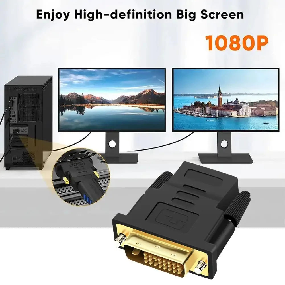 1080P DVI to HDMI-Compatible Adapter Plated Plug DVI 24+1 Male to Female HDMI-compatible Video Converter for PC HDTV Projector